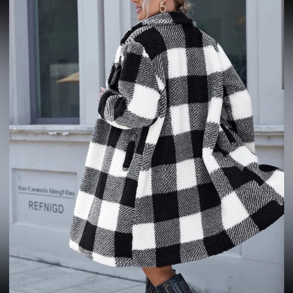 Teddy Jacke Damen Winter Lang Fleece – Kuscheliger Plüsch Trench Coat Mit Knöpfen, Warmer Outdoor Mantel